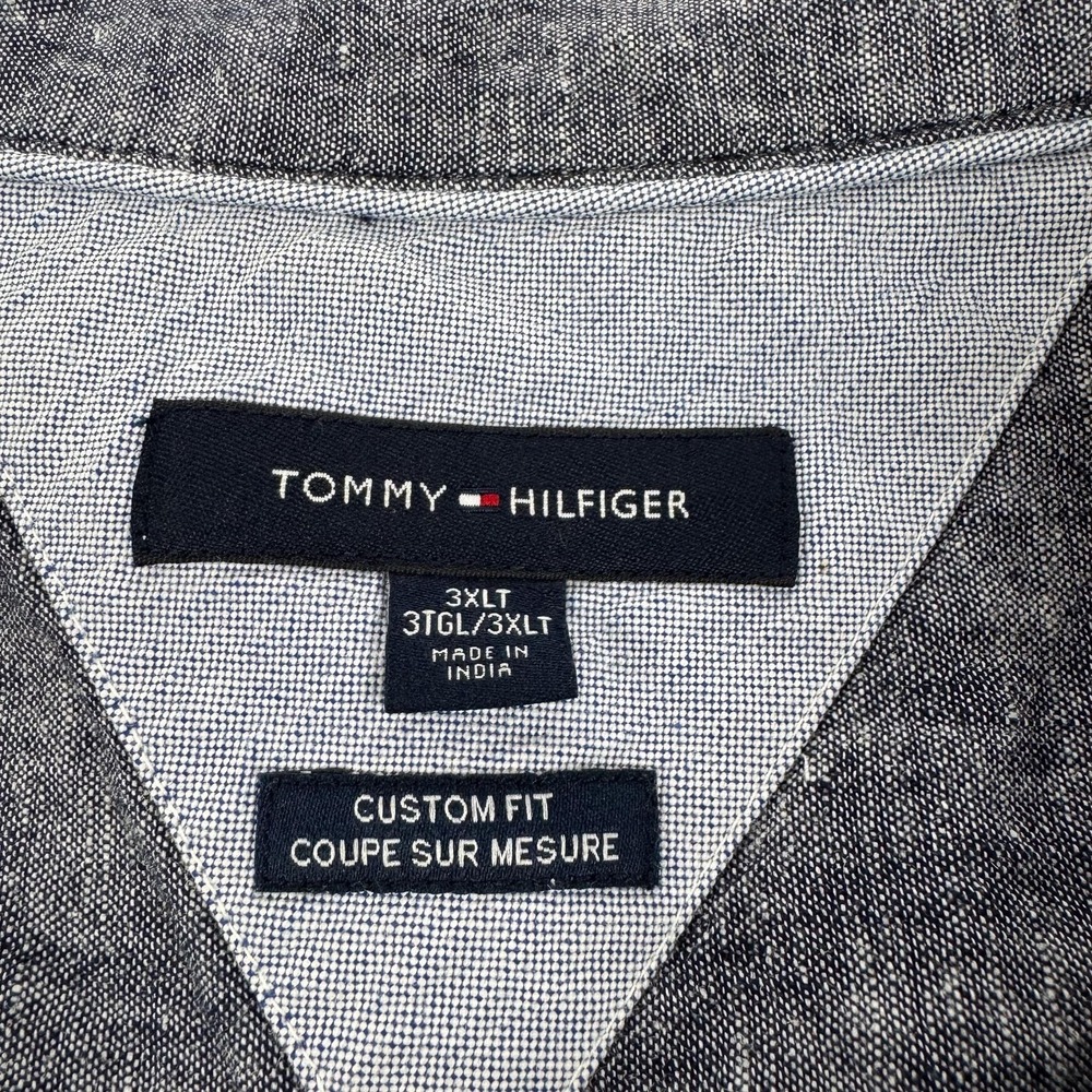 Tommy Hilfiger Shirt Mens 3XLT Gray Linen Cotton Short Sleeve Big Tall Summer - Picture 3 of 10
